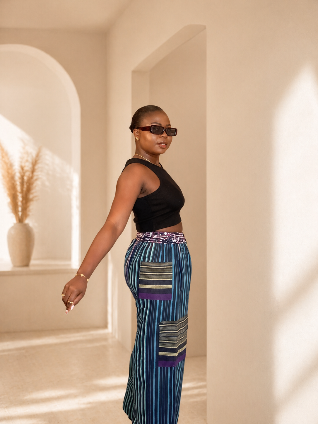 Simbi Aso Oke Pant -Army