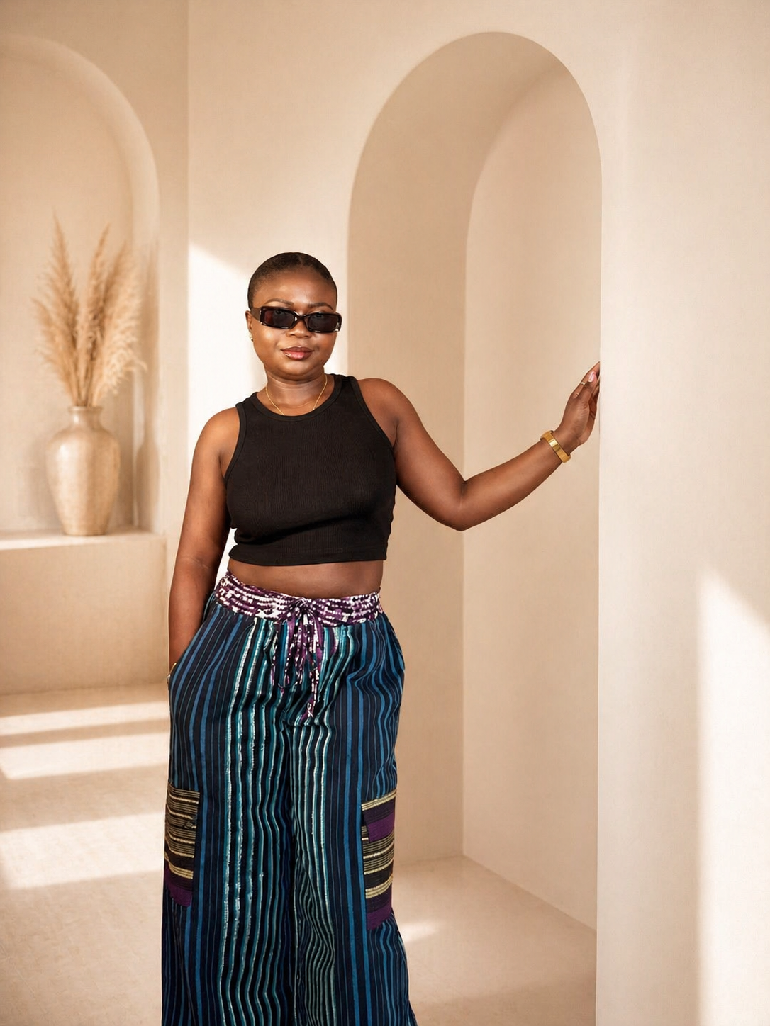 Simbi Aso Oke Pant -Army