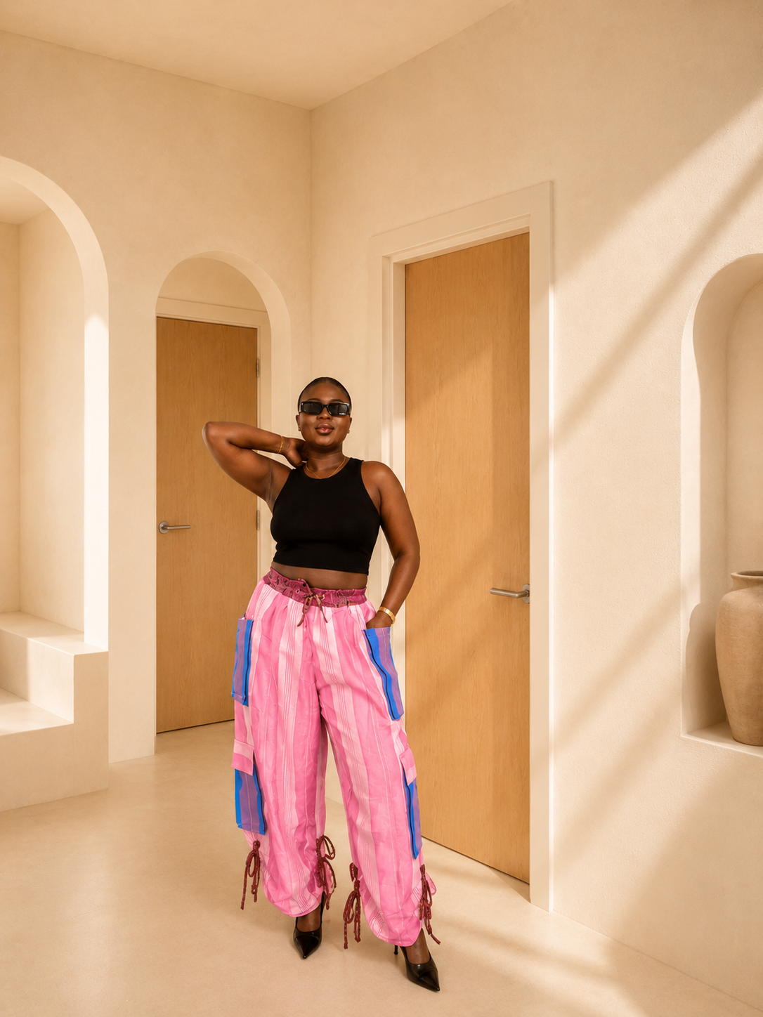 Simbi Aso Oke Pant -Plum