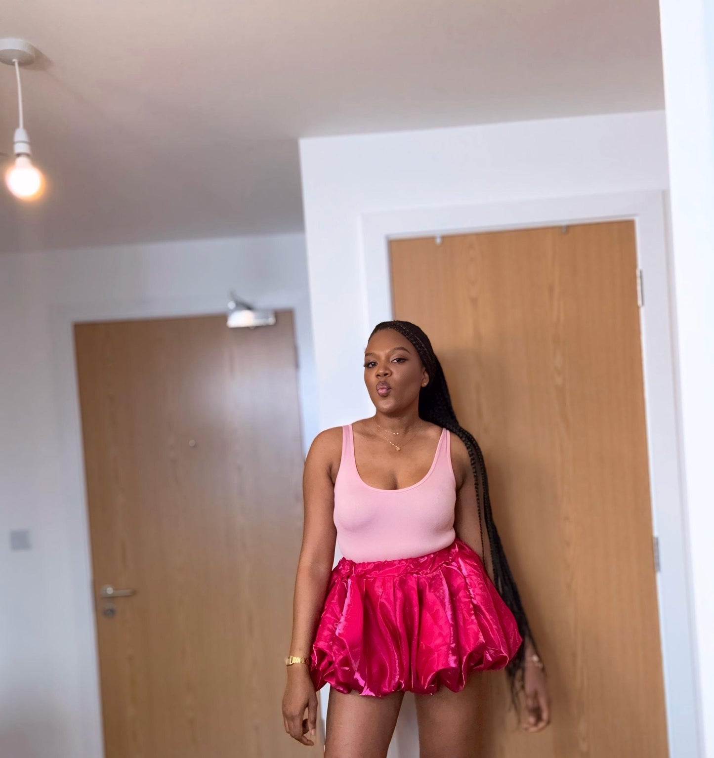 La flamme Pink latin Balloon Skirt for events bubble: High Waist Party Mini