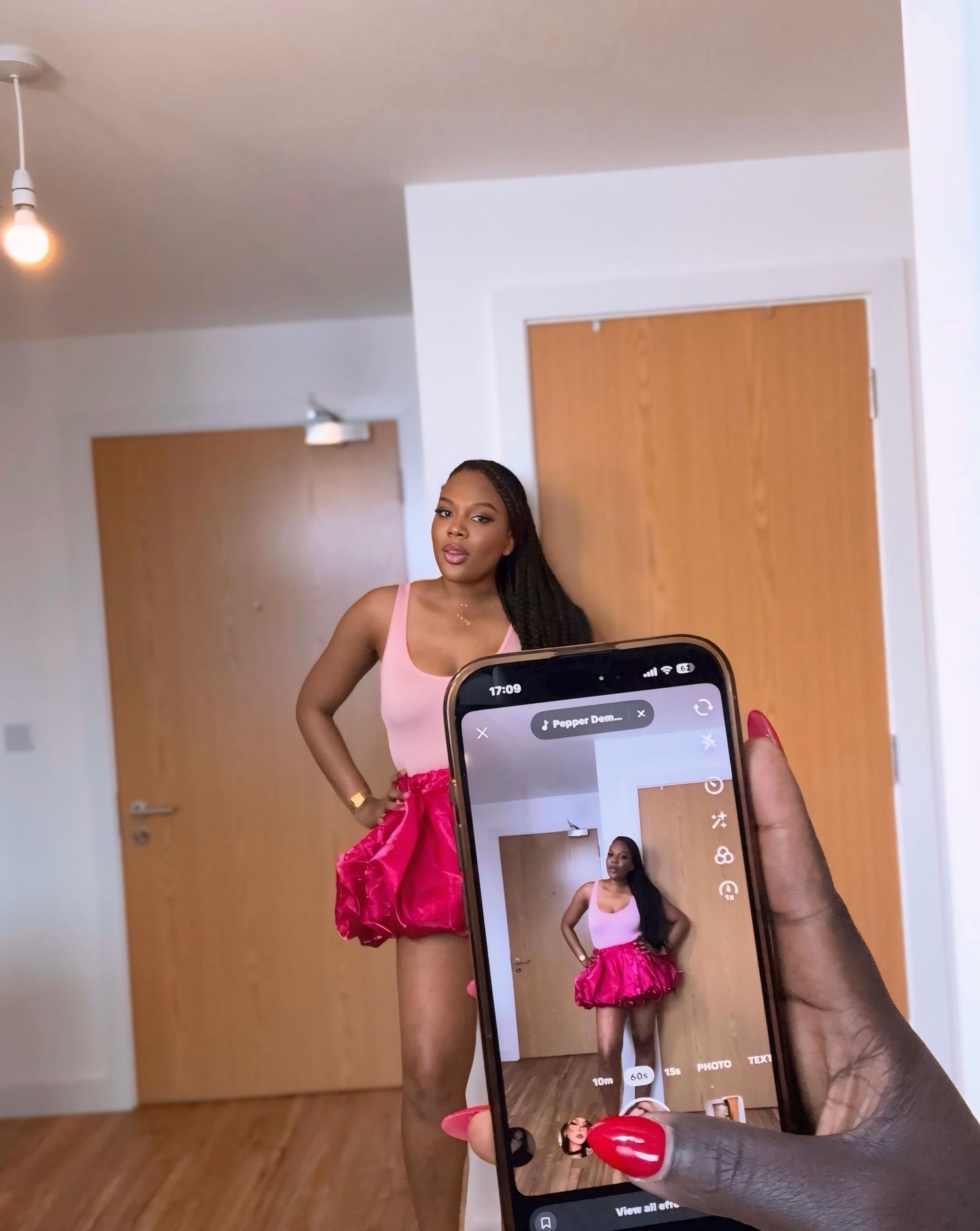 La flamme Pink latin Balloon Skirt for events bubble: High Waist Party Mini