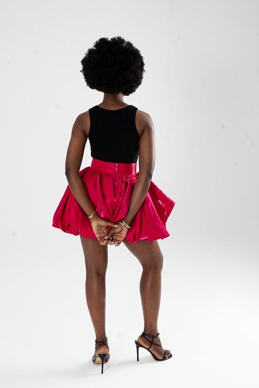 La flamme Pink latin Balloon Skirt for events bubble: High Waist Party Mini